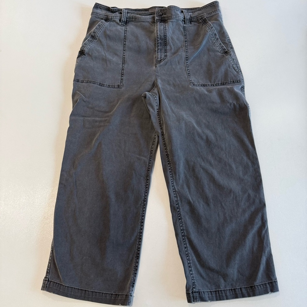 Y2k Eddie Bauer Specially Dyed Wide Leg Cropped Cargo Pants Womens Size 14